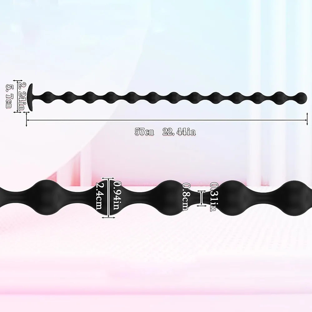 Extra Long 22-Inch Flexible Silicone Anal Bead Trainer for Prostate and Intimate Massage