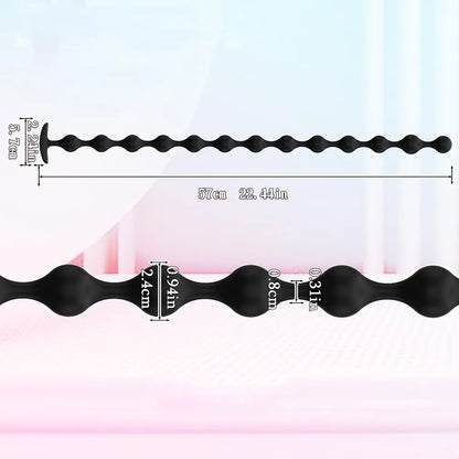 Extra Long 22-Inch Flexible Silicone Anal Bead Trainer for Prostate and Intimate Massage