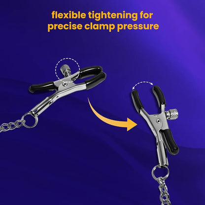 Adjustable Metal Nipple Clamps and Suction Set with Storage Case and Chain