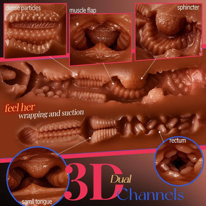Premium 21LB Lifelike Male Torso Masturbator with Dual-Texture Vagina and Anal Channels