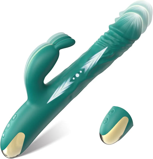 Dual-Action Rabbit Vibrator with 5 Thrusting and 10 Vibration Settings for Targeted G-Spot Stimulation