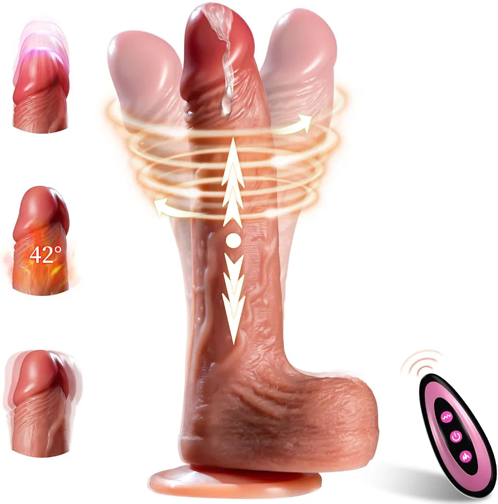 Luvmazer 6-in-1 Realistic Suction Cup Dildo with Remote, Heating, and Multi-Speed Vibration