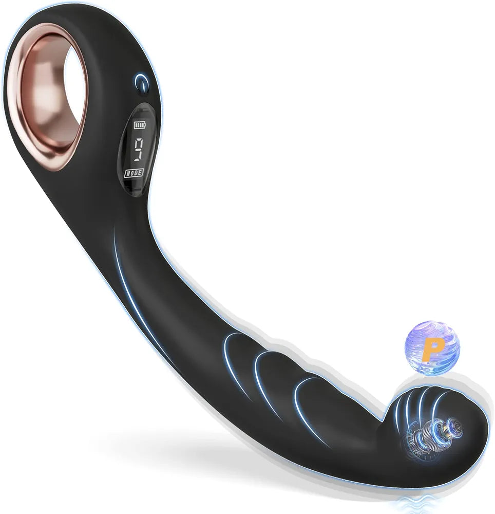 Ergonomic Prostate Massager with 9 Vibration Modes and Ring Handle