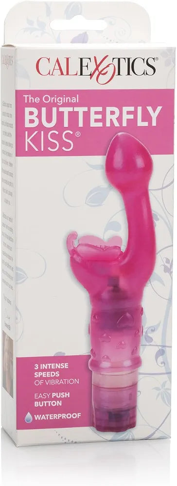CalExotics Original Butterfly Kiss Multi-Speed Waterproof Clitoral and G-Spot Vibrator for Couples - Pink