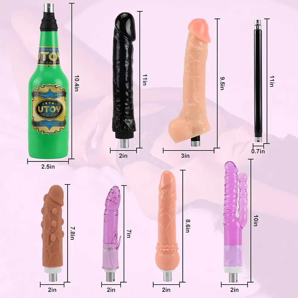 Adjustable Automatic Sex Machine with 9 Realistic Dildo Attachments and 3XLR Connector