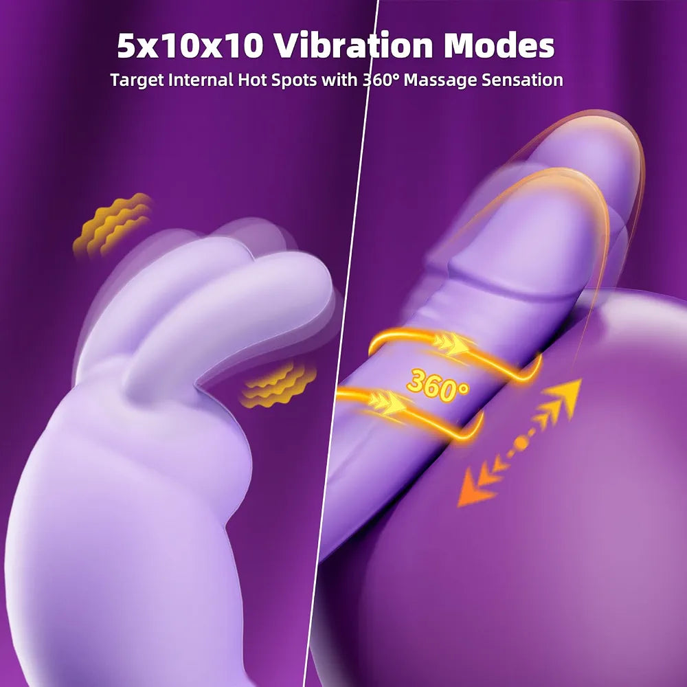 Dual-Action Thrusting Rabbit Vibrator with Rotating Beads and 100 Stimulation Settings