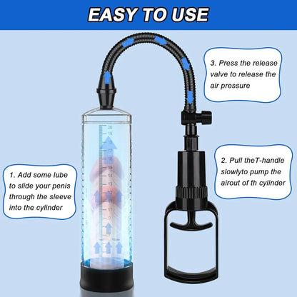 Penis Pump Extender Enlarger with 3 Penis Ring, Penis Pump for Men Erection & Enhancement, Penispumps for Enlargement Pump for Men Couple Stronger Bigger Erection, Manual Penis Vacuum Cock Sex