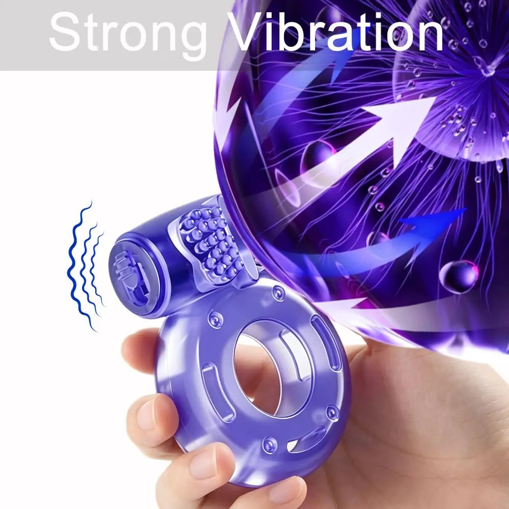 6-Piece Waterproof Silicone Vibrating Penis Ring Set for Couples Intimate Stimulation