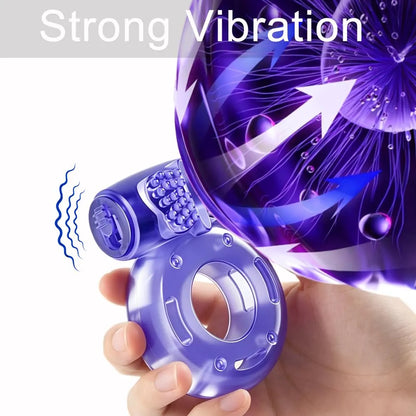 6-Piece Waterproof Silicone Vibrating Penis Ring Set for Couples Intimate Stimulation