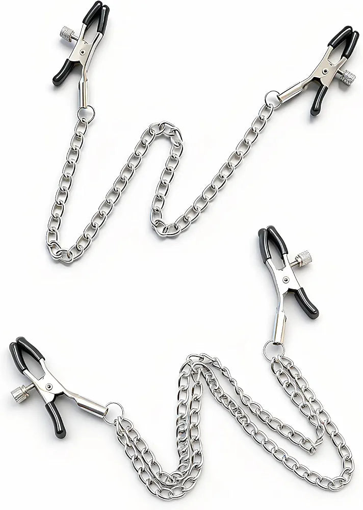 Adjustable Weighted Nipple Clamps - 2 Piece Metal Sensory Play Set