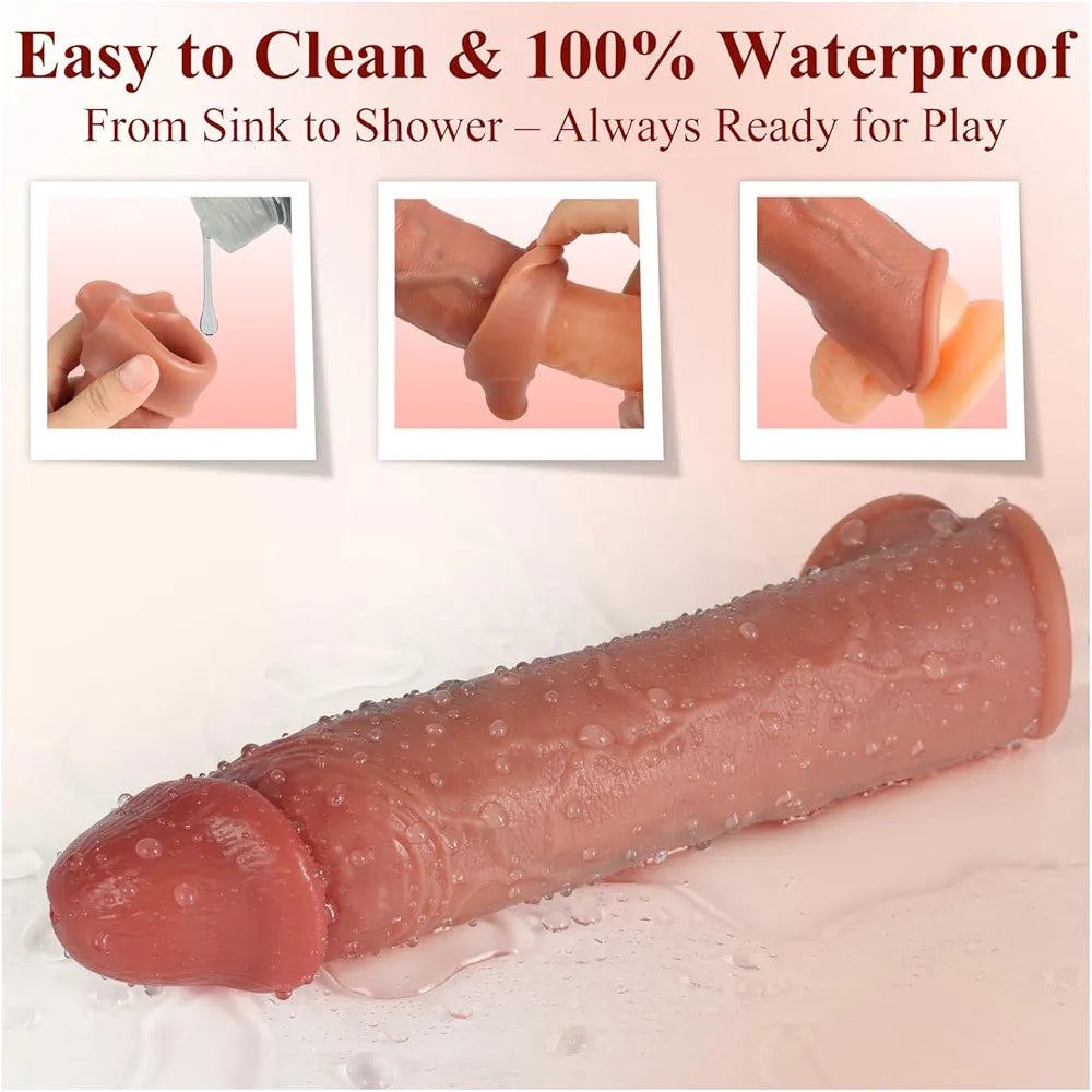 Realistic Penis Sleeve Extender for Men, 8.3'' Silicone Cock Sleeve with Testicle Ring, Reusable Penis Enlarger Delay Ejaculation Enhance Erection Male Adult Sex Toys for Couples by WIEUL Flesh