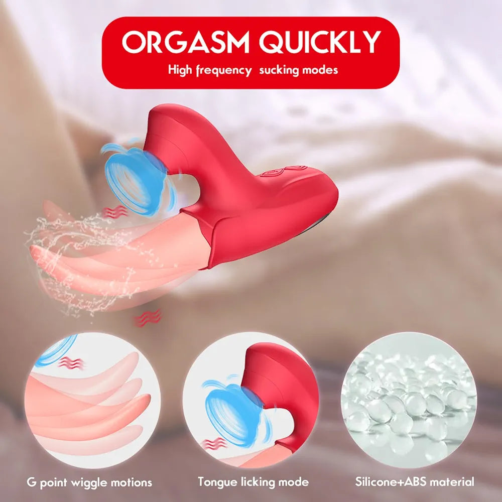 Rose-Shaped 10-Frequency Tongue Licking Vibrator for Women