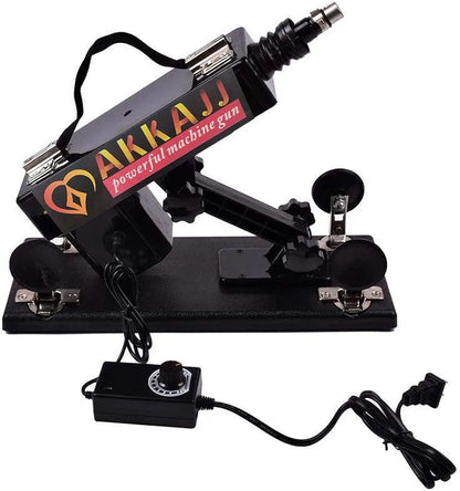 AKKAJJ Automatic Thrusting Sex Machine with Heated Dildo and Masturbation Cup - Black