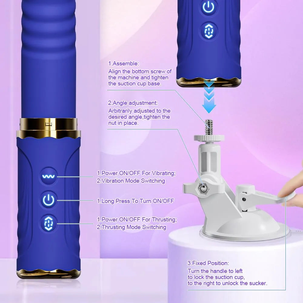 Realistic Hands-Free Thrusting Dildo Vibrator with 10 Vibration and 10 Thrusting Modes, Suction Cup Base for Couples