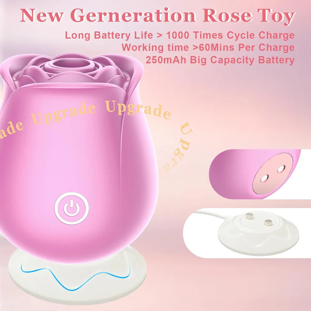 Rose-Shaped Clitoral Suction Vibrator with 10 Vibration Modes for Targeted Stimulation