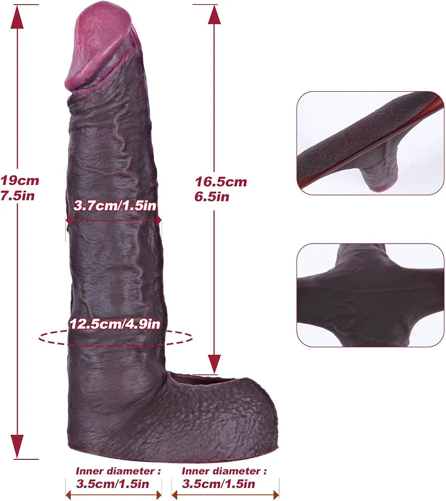 Umania 7.5-Inch Realistic Silicone Penis Sleeve and Cock Ring Extender for Enhanced Erection and Delay