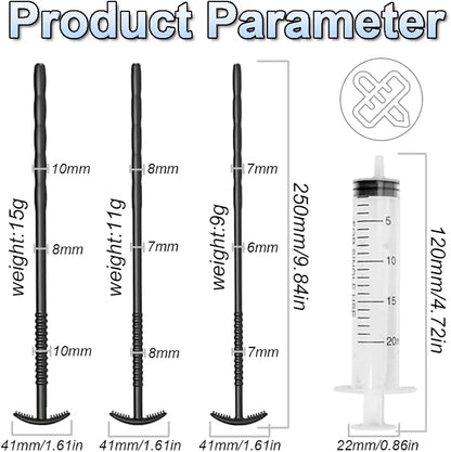 9.6" Silicone Urethral Sound Catheter Training Set - 3-Piece Hollow Porous Dilator Kit for Men