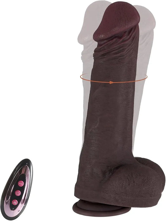 10-Inch Realistic Silicone Thrusting Vibrator with Suction Base and Dual-Action Stimulation