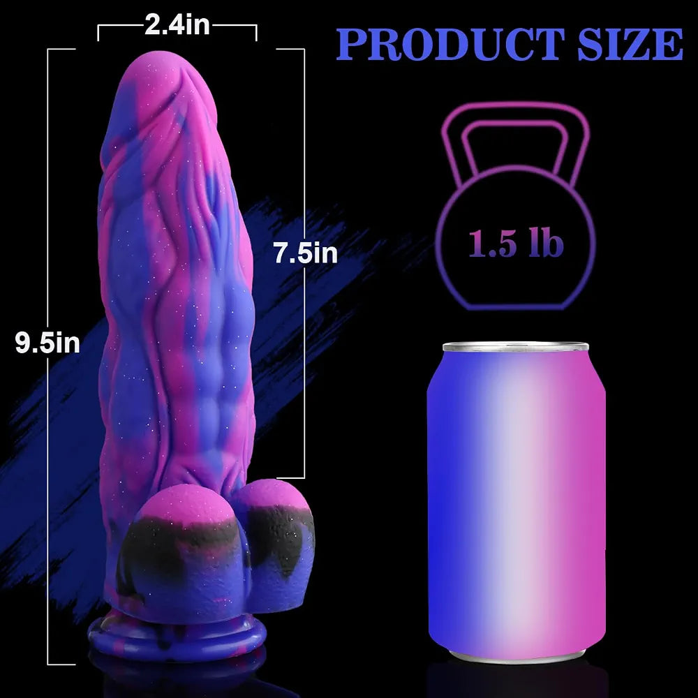 9.5'' Realistic Fantasy Silicone Dildo with Suction Cup - Thick 2.4'' Diameter G-Spot Stimulator
