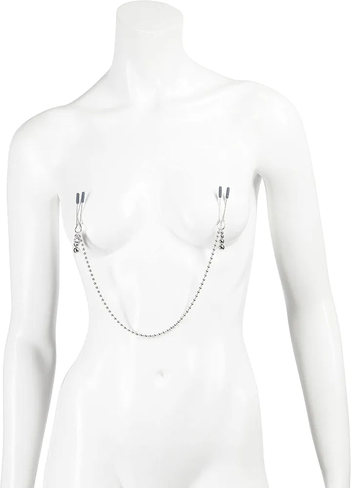Weighted Silicone-Tipped Nipple Clamps with Connecting Chain and Storage Pouch