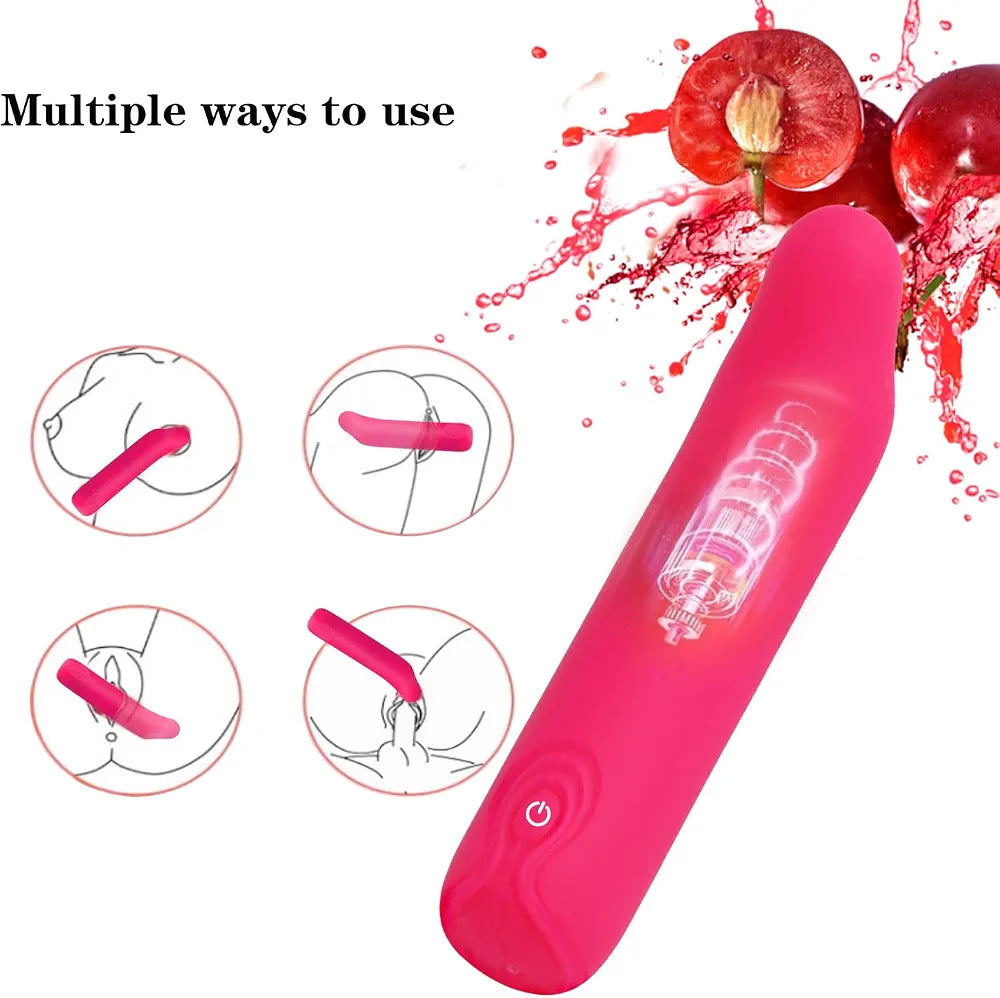 Premium Waterproof Rechargeable Mini Bullet Vibrator - 10 Vibration Modes Full Silicone G-Spot and Clitoral Massager