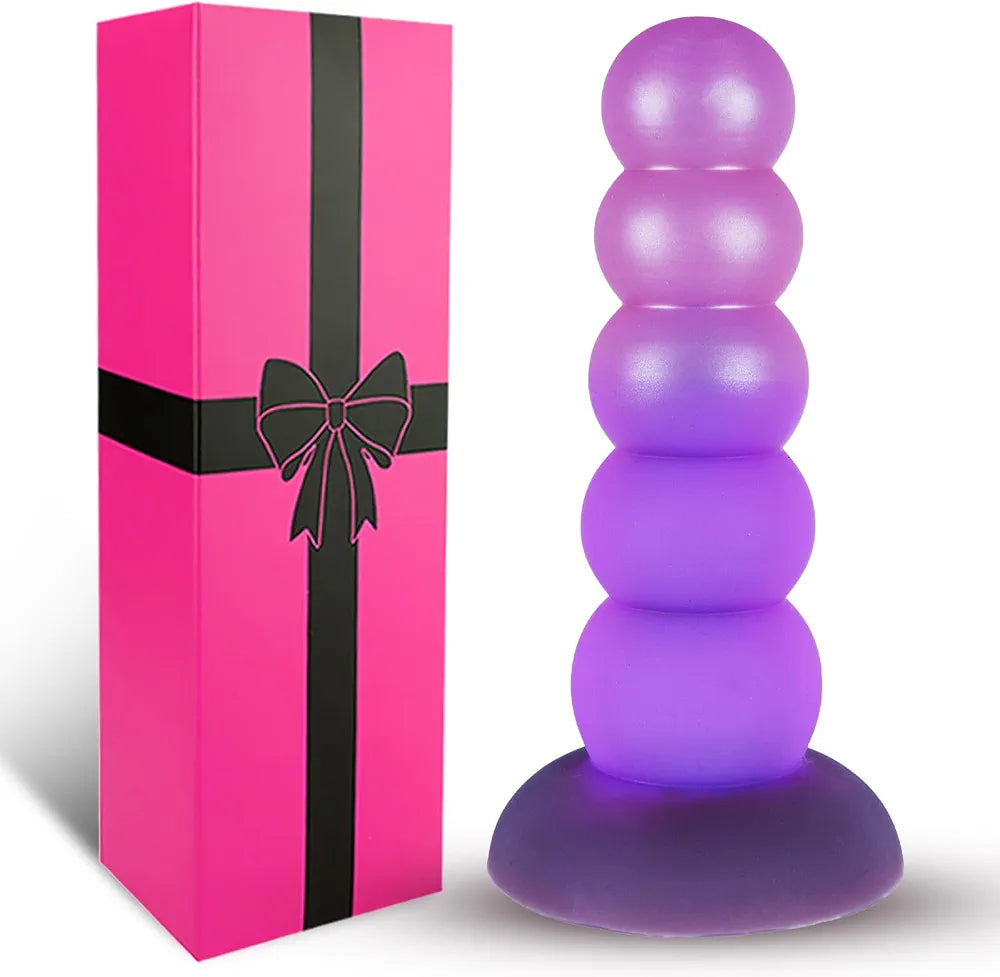 Silicone Realistic Anal Beads with Suction Cup - Flexible Prostate and G-Spot Stimulator