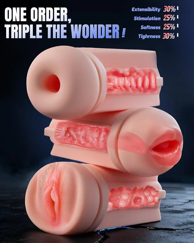 Uoffile AI-Sync Male Masturbator with 3 Sleeves, 10 Sucking & 10 Vibration Modes, App-Controlled Adult Stroker
