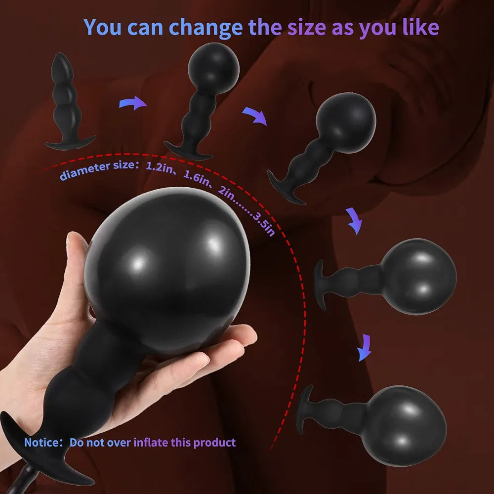 Inflatable Silicone Anal Plug with Pump and Quick-Release Valve