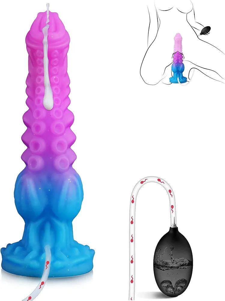 9.7-Inch Fantasy Dragon Tentacle Dildo with Knot and Suction Cup - Soft Silicone Ejaculating Adult Toy