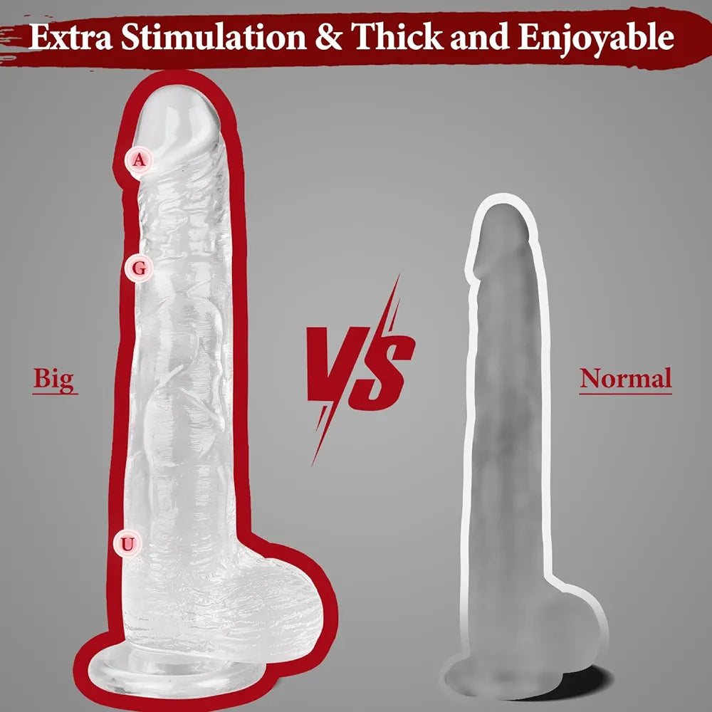 11.61-Inch Realistic Clear Silicone Dildo with Strong Suction Cup for Advanced Users