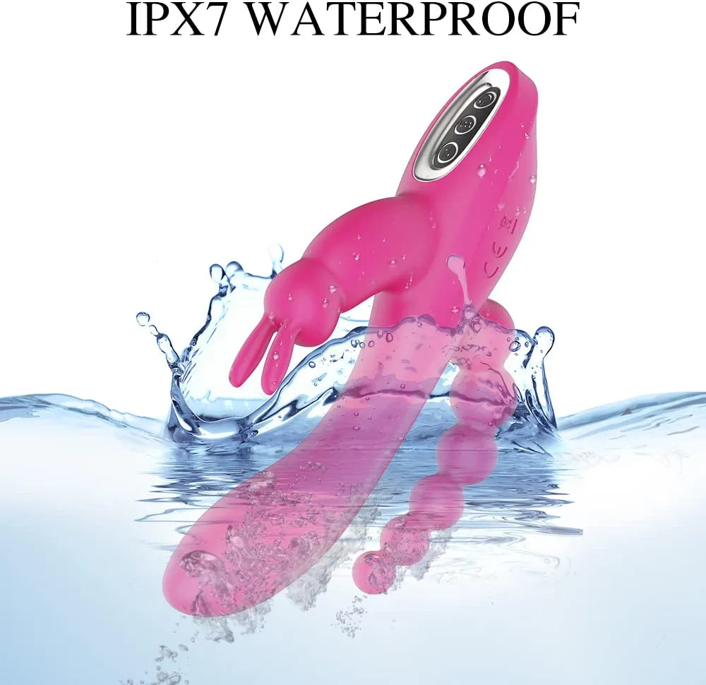Adorime 3-in-1 Rechargeable Rabbit Vibrator with Dual Motors for G-Spot and Clitoral Stimulation