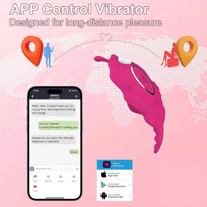 Butterfly Wearable App-Controlled Vibrator with 9 Vibration Modes - Pink
