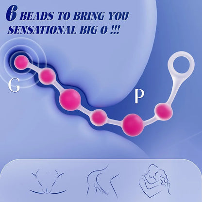 IMOTANI Flexible Silicone 6-Bead Anal Trainer and Prostate Massager with Pull Ring
