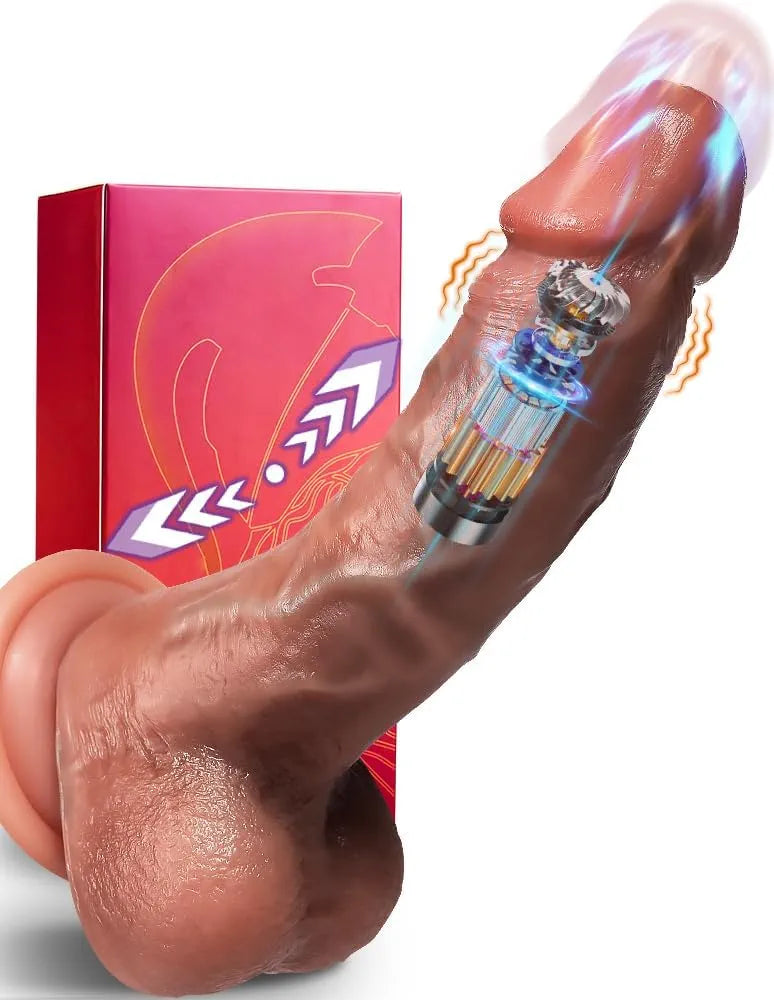 Premium 4-in-1 Realistic Thrusting & Vibrating Silicone Dildo with Suction Cup for G-Spot and Clitoral Stimulation