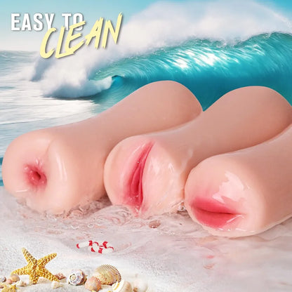 Realistic Silicone Male Masturbator Stroker - Soft Textured Pocket Sex Toy for Men