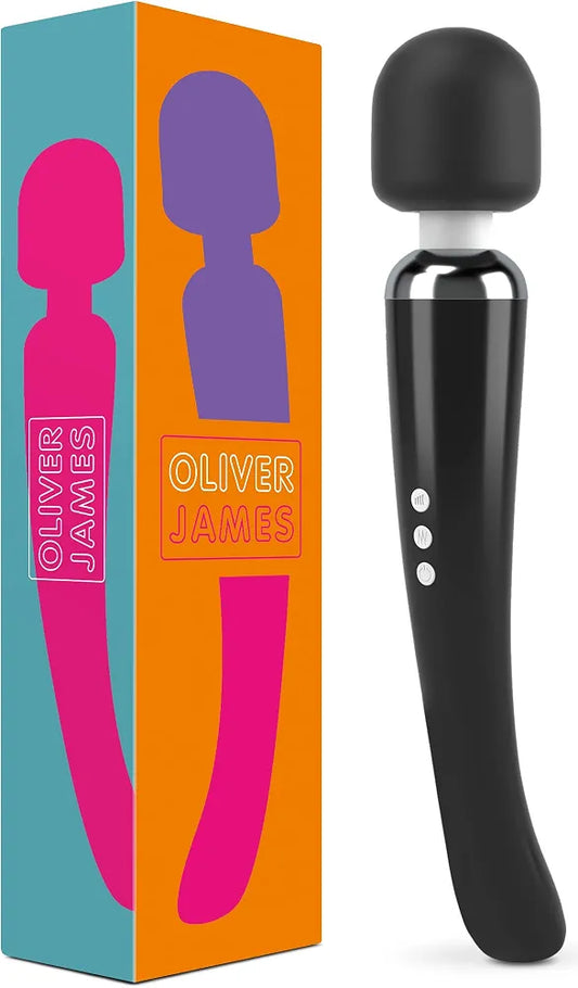 Oliver James Rechargeable Wand Massager - 160 Intensity Settings, Waterproof Silicone Personal Stimulator