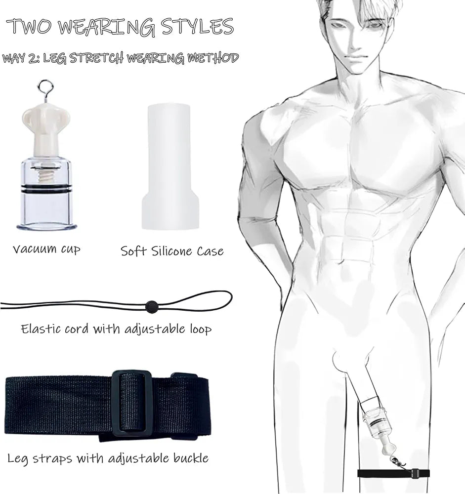 Professional 3-in-1 Penis Traction & Stretching Kit with Silicone Sleeve, Pump, and Adjustable Straps for Male Enhancement