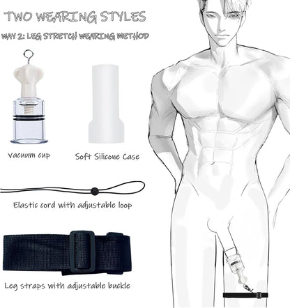 Professional 3-in-1 Penis Traction & Stretching Kit with Silicone Sleeve, Pump, and Adjustable Straps for Male Enhancement