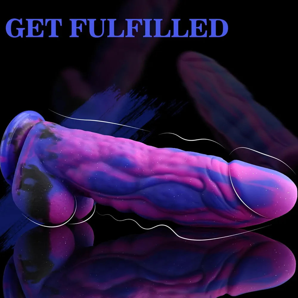 9.5'' Realistic Fantasy Silicone Dildo with Suction Cup - Thick 2.4'' Diameter G-Spot Stimulator