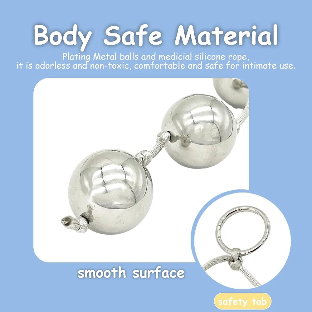 Premium Stainless Steel Anal Bead Plug - 5-Ball BDSM Training Toy for Beginners