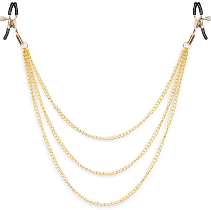 Adjustable Stainless Steel Nipple Clamps with Connecting Chain for Sensual Stimulation