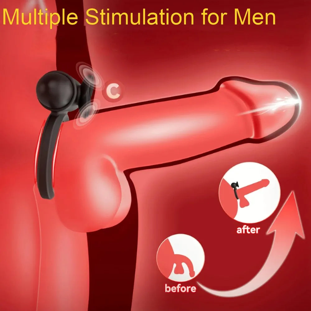 Premium Dual-Stimulation Vibrating Penis Ring with Detachable Bullet Massager