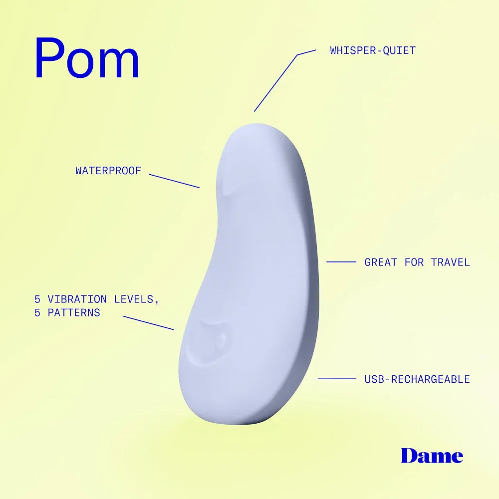 Dame Products Pom Rechargeable Waterproof Silicone Personal Massager - Ice