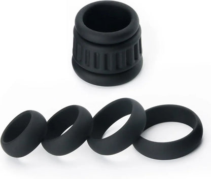 6-Piece Adjustable Silicone Penis Ring and Ball Stretcher Set for Enhanced Performance