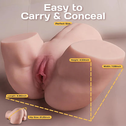 Realistic 4.5LB Dual-Channel Male Masturbator with Soft 3D Butt and Vagina/Anal Stimulation