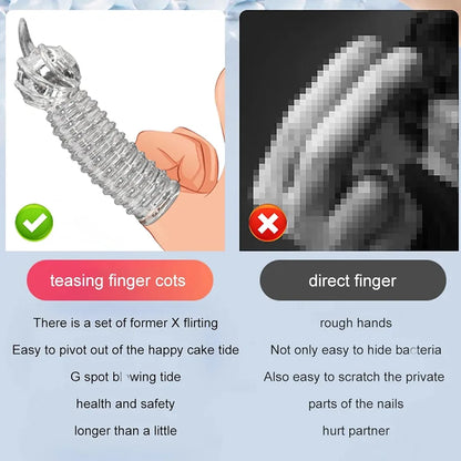 2-Piece Soft Silicone Finger Sleeve Stimulator for Couples