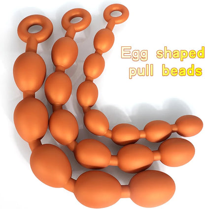 Premium Extra-Long Silicone Anal Beads with Pull Ring for Prostate Stimulation and Couples Play