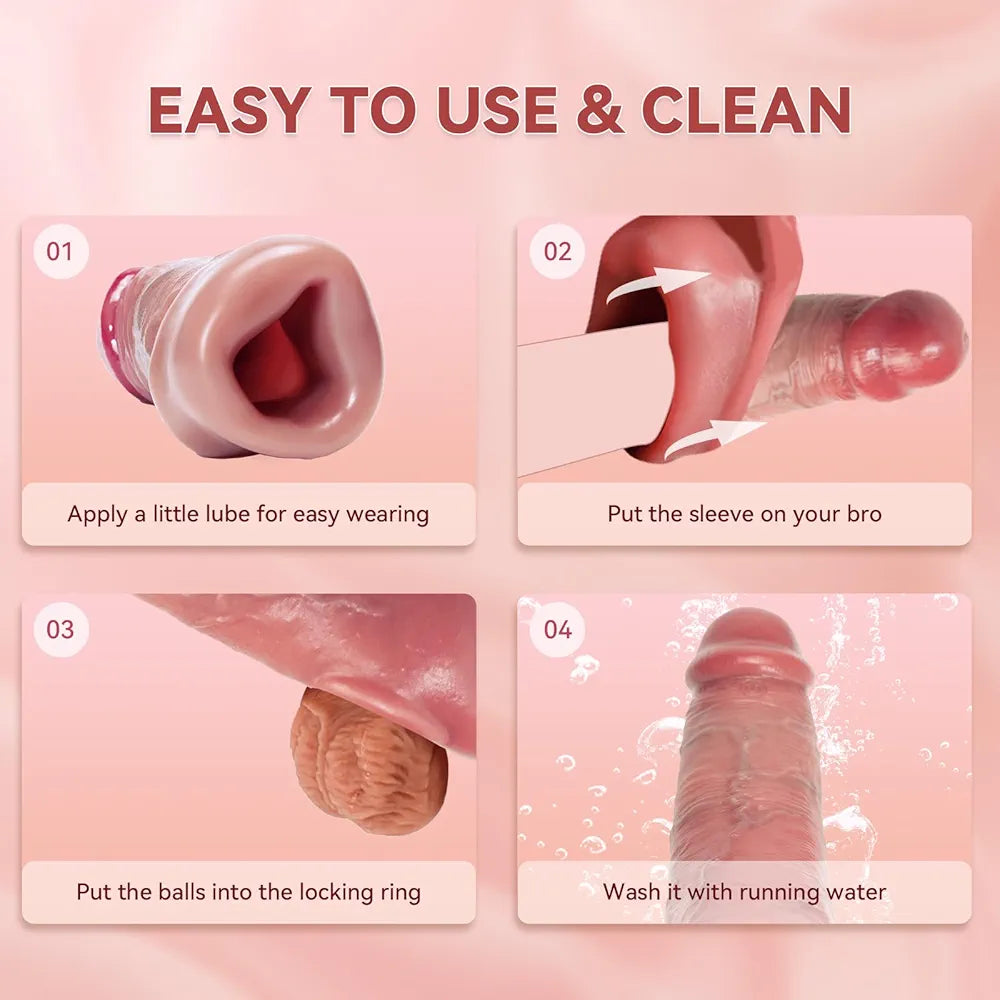 Pennis Extender Cock Sleeve Vibrator Sex Toys - Realistic Penis Sleeve Girth Enhancer, Silicone Penis Ring Vibrating Cock Ring to Delay Ejaculation Stronger Erection for Men Couples