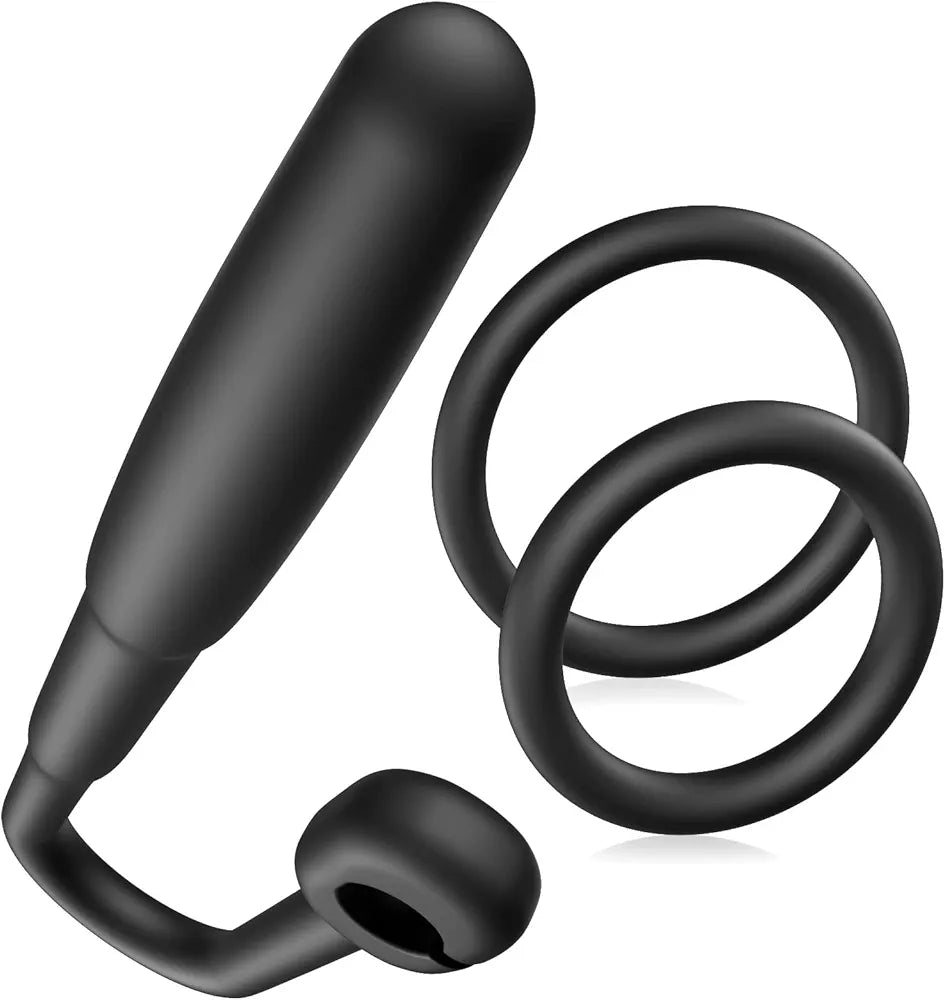 Silicone Urethral Dilator and Penis Plug with Dual Rings for Experienced Users