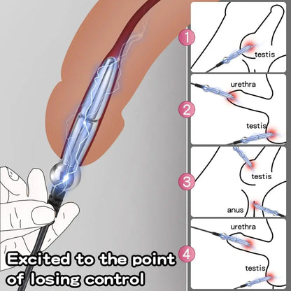 Heuceo 3-Piece Metal Electric Shock Urethral Dilator Set for E-Stim and BDSM Play